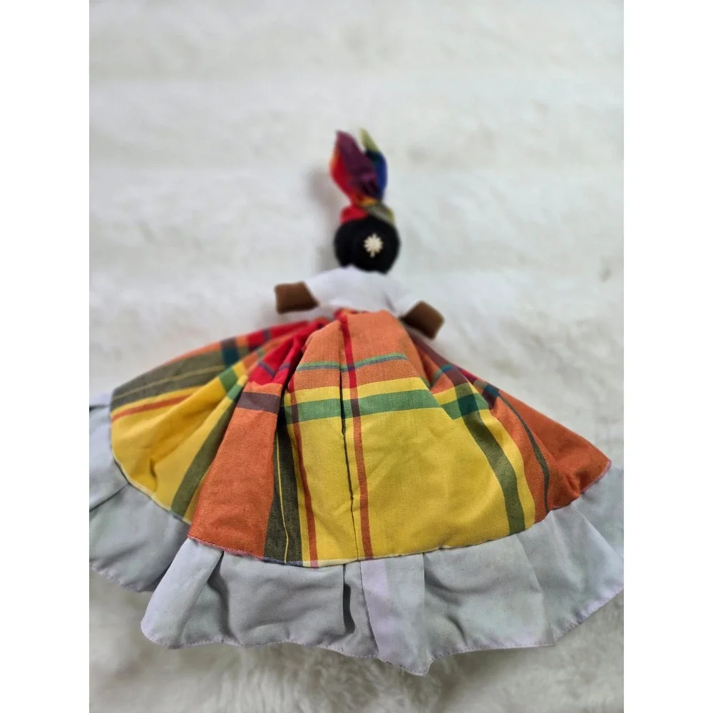 Vintage Caribbean Topsy Turvy Reversible Doll Handmade Tropical Floral Plaid New